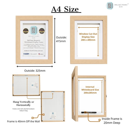 A4 Brilliant Frame | Picture Frame + Magnetic Whiteboard