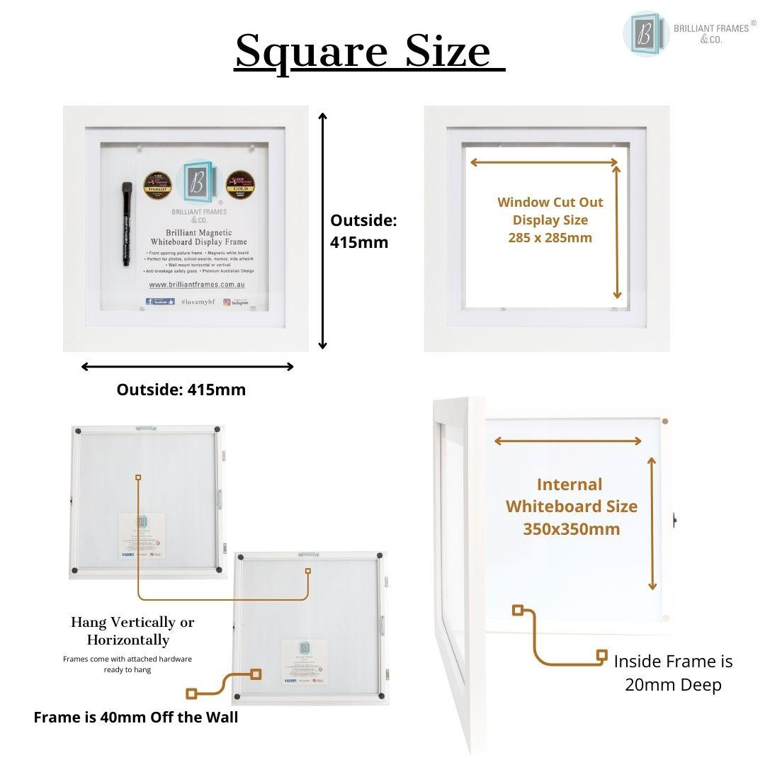 Square 30cms Brilliant Frame | Picture Frame + Magnetic Whiteboard - Brilliant Frames & Co