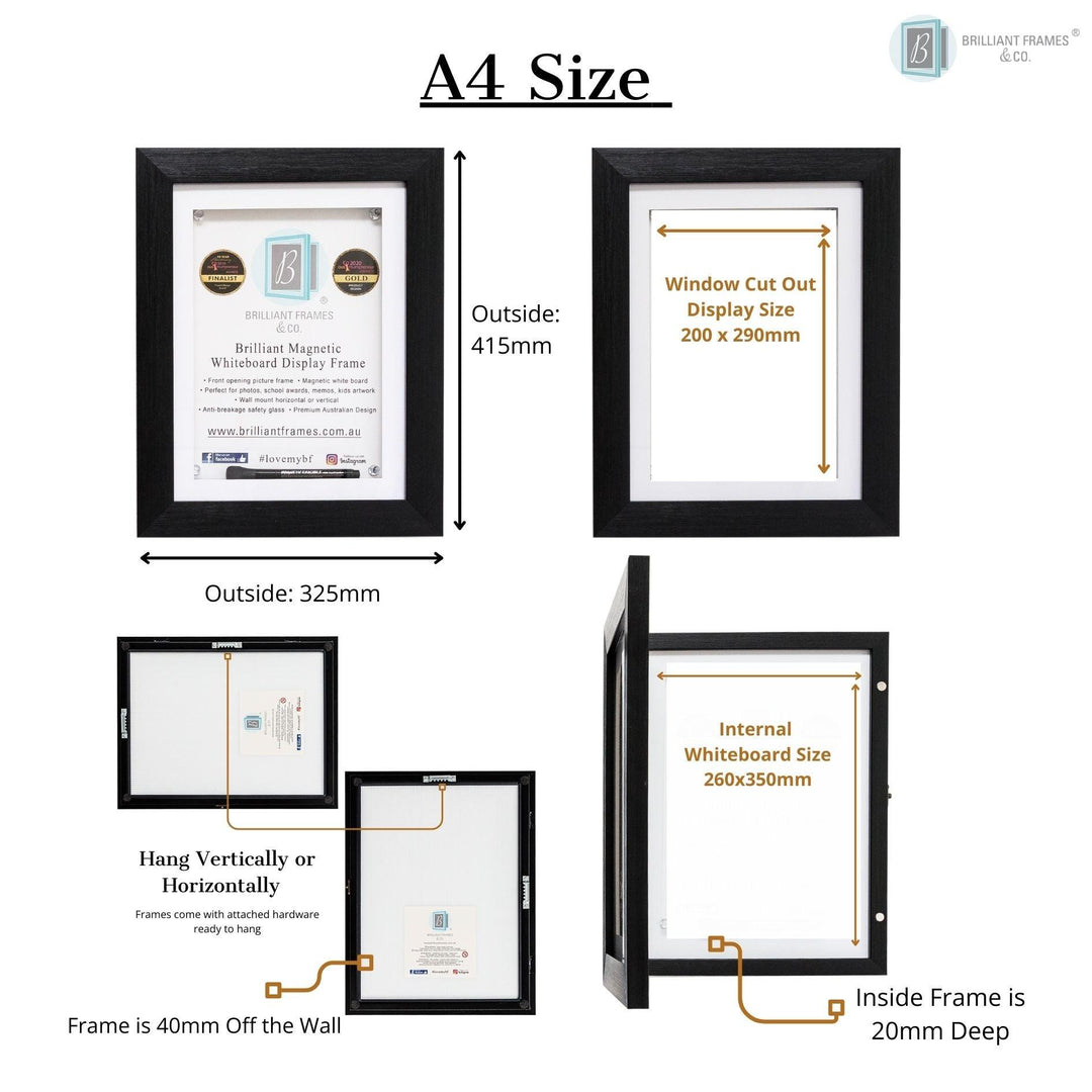 A4 Brilliant Frame – magnetic front-opening picture frame for children’s art, certificates, and memorabilia.