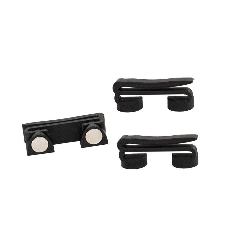 Set of 3 black ribbon magnetic medal holders – for displaying medals with ribbon loops.