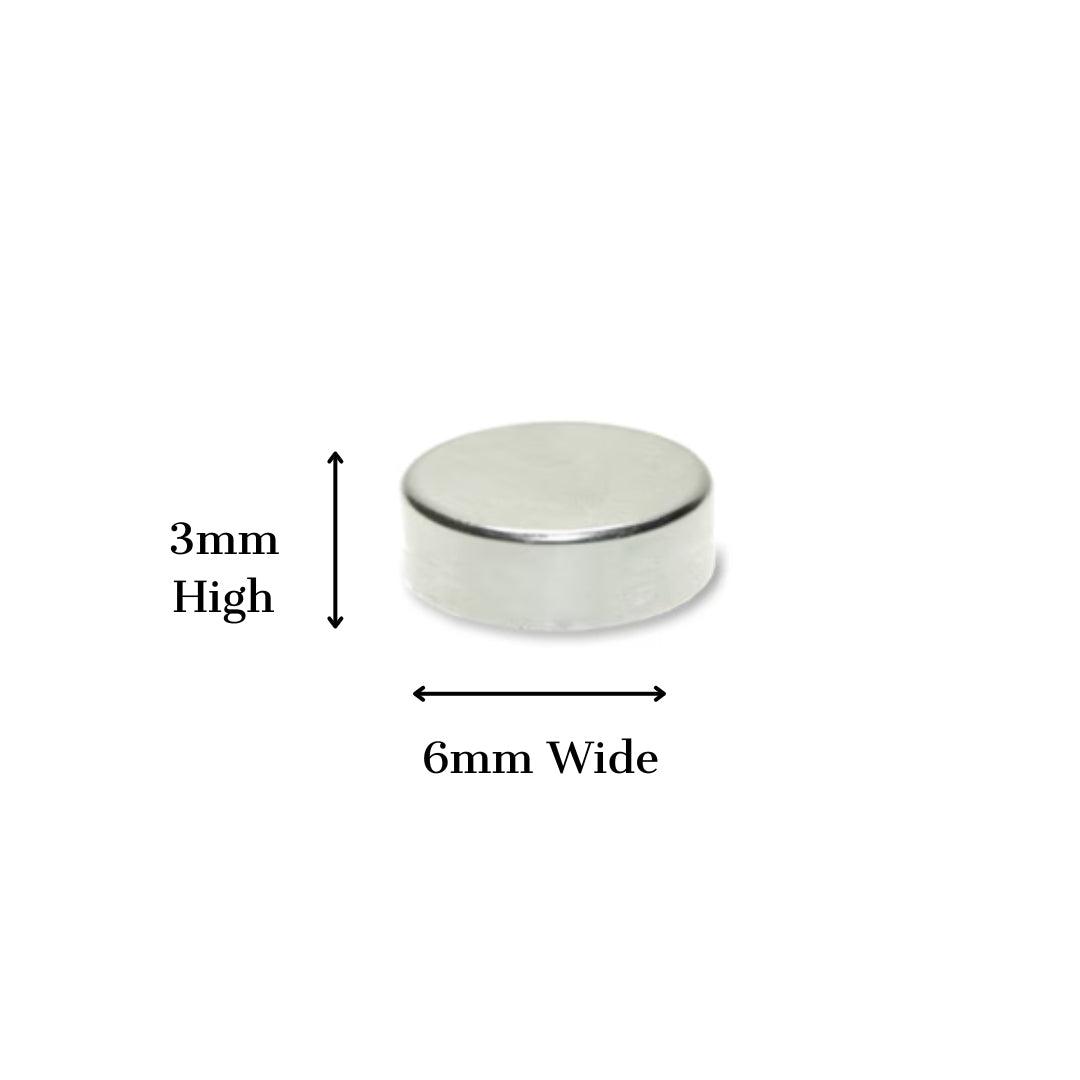 Set of 4 silver button magnets – small, strong magnets for discreet mounting and framing.