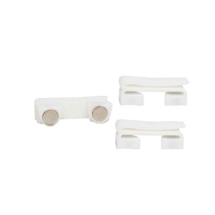 Set of 3 white ribbon magnetic medal holders – for displaying medals with ribbon loops.