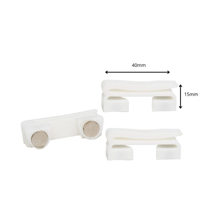 Set of 3 white ribbon magnetic medal holders – for displaying medals with ribbon loops.