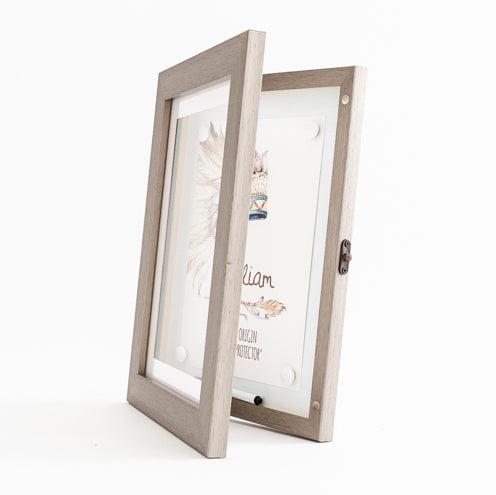 a4 grey front opening picture frame 