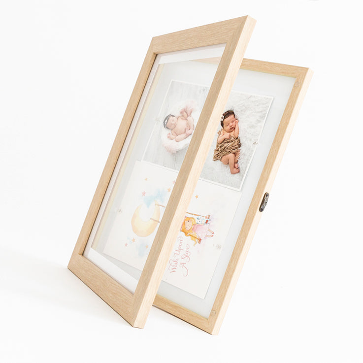 Oak front opening picture frame 