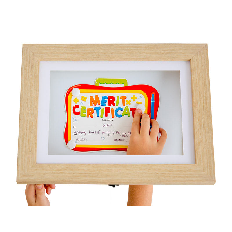A4 Oak Front Opening Picture Frame + Magnetic Whiteboard